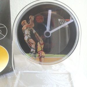 Vintage Sports Clock Novelty Turning Disc Basketball w Box